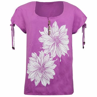 Camiseta floral de la manga corta del cuello redondo animal