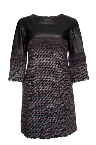 tweed dress with leather