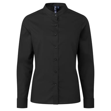 Premier Womens/Ladies Grandad Collar Formal Shirt (Black)