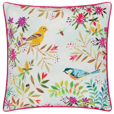 Evans Lichfield Daisy Hill Willow Birds Printed Polyester Filled Cushion