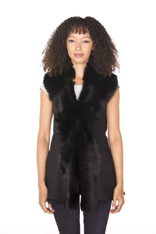 Chaleco largo de piel de oveja Toscana para mujer - Sorocaba