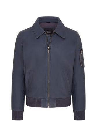 Cazadora bomber de piel de vaca A2 azul marino para hombre - Eura