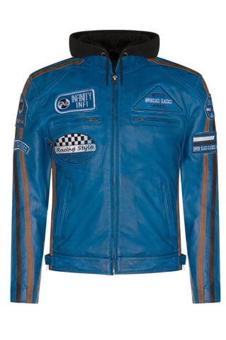 Chaqueta de motociclista de cuero con capucha para hombre - Detroit