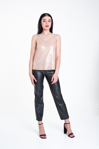 Top camisola con cuello en V y lentejuelas