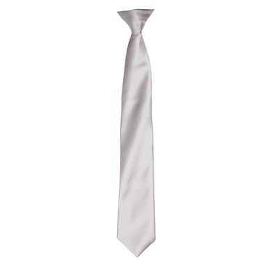 Premier Colours Mens Satin Clip Tie (Silver Grey)