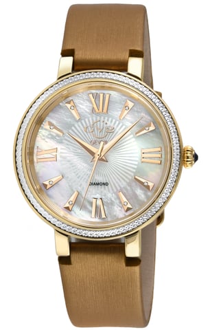 Reloj de Mujer GV2 Genoa 12532S Suizo Cuarzosa de Madreperla con Diamantes y Correa de Cuero Beige