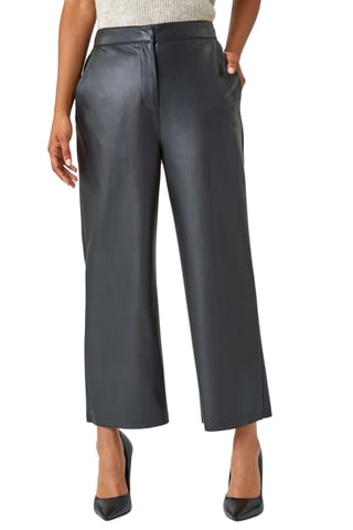 Faux Leather Wide Leg Crop Trousers