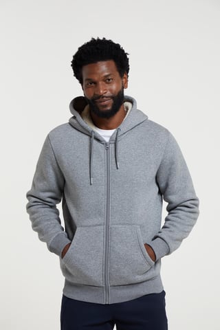 Mountain Warehouse Mens Dalton Borg Lined Full Zip Hoodie (Grey)