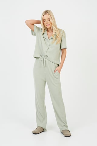 Pale Green 'Winnen' Waffle Button Shirt & Trouser Co Ord