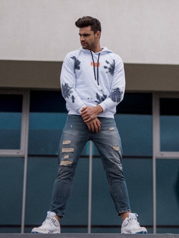 Takeshy Kurosawa Sudadera Shibori del hombre Blanco, Gris