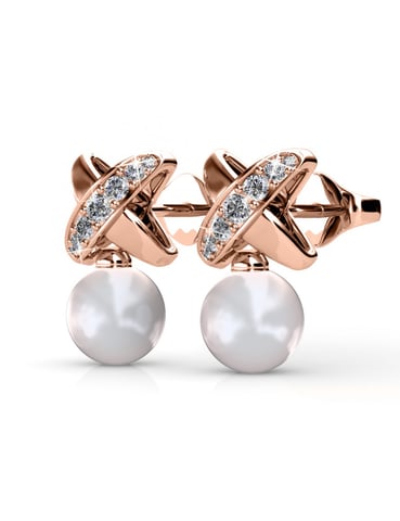 Pendientes Chris Pearl - Oro rosa y cristal