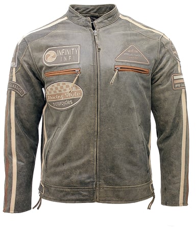 Chaqueta de motociclista de carreras de cuero con cremallera