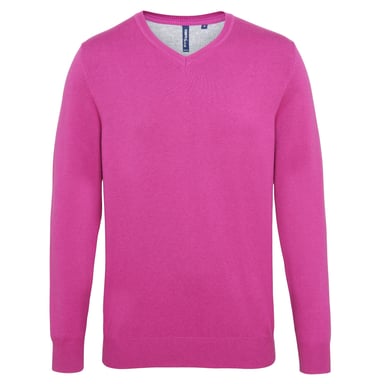 Asquith & Fox Mens Cotton Rich V-Neck Sweater (Orchid Heather)