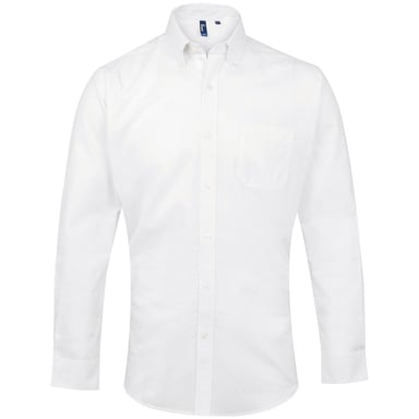 Premier Mens Signature Oxford Long-Sleeved Shirt (White)