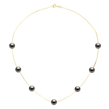 Necklace Real 7 Real Cultured Tahiti Pearls PASSING THROUGH Round 7-8 mm