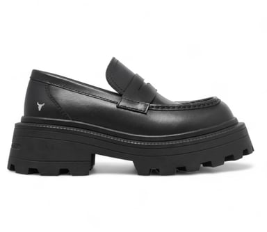 Mocasines negros de piel con tacón grueso Windsor Smith - True
