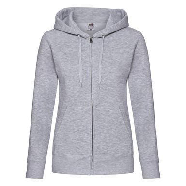 Fruit of the Loom Womens/Ladies Premium Heather Zipped Lady Fit Hooded Jacket (Heather Grey)