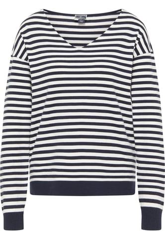 Dreimaster Knitted pullover women marine wool white