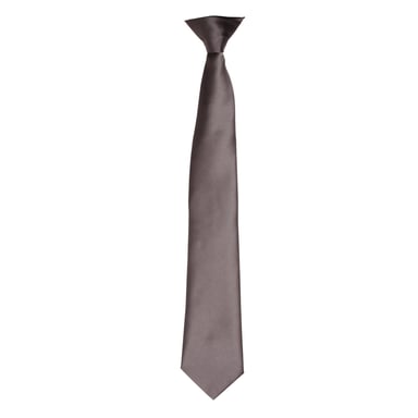 Premier Colours Mens Satin Clip Tie (Dark Grey)