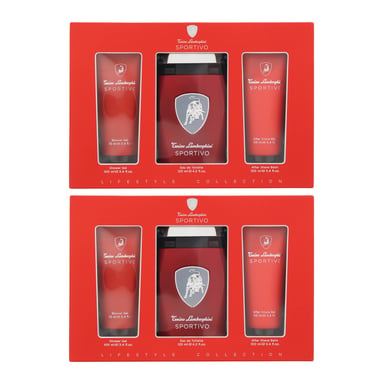 Lamborghini Sportivo Eau De Toilette 125ml, Shower Gel + Aftershave Balm Set x 2