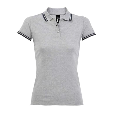 SOLS Womens/Ladies Pasadena Polo Shirt (Grey Melange/Navy)