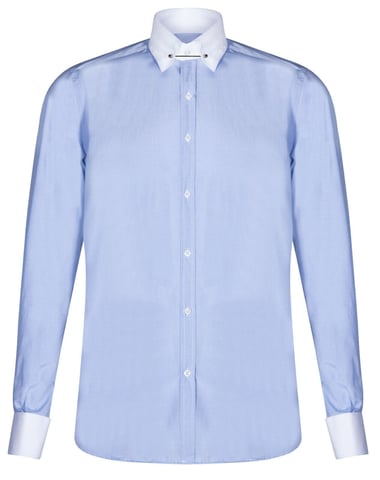 Camisa azul con cuello club para hombre, años 20, Peaky Blinders, con broche de popelina de barra elegante