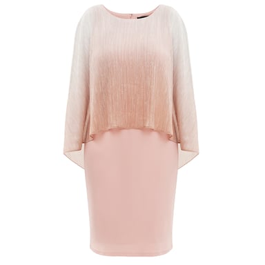 Shyla Foil Cape Chiffon Cocktail Dress