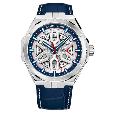 Blue and Silver Gio Swiss Automatic 44mm Skeleton