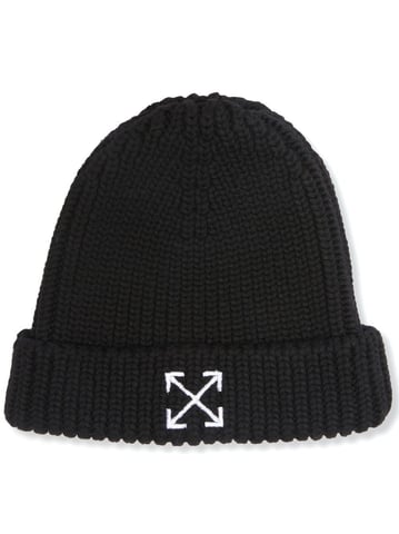 Off-White Gorro negro con logo de flecha