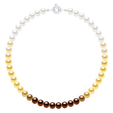 Necklace of Real Cultured Freshwater Pearls and Round 8-9 mm