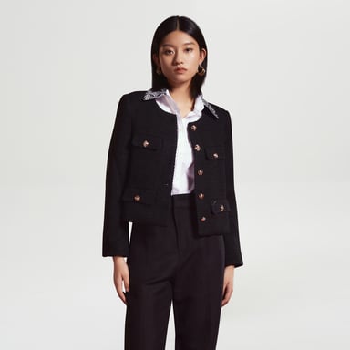 Wool and golden buttons short jacket