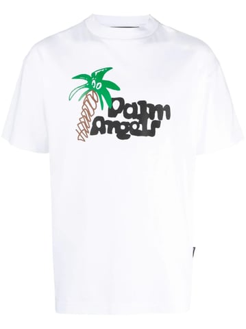 Camiseta clásica con estampado de palmeras incompletas en blanco de Palm Angels