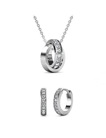 Conjuntos de aros circulares - Plata y cristal