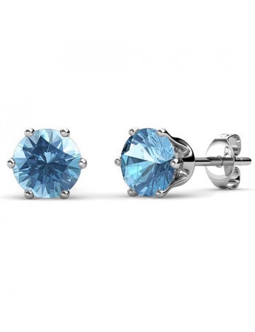 Pendientes Marte con Piedra de Nacimiento - Plata y Azul Claro