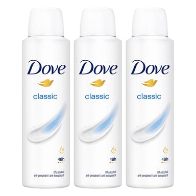 Dove Classic Anti-Perspirant with 48H Sweat Protection Deo for Women 150ml, 3pk
