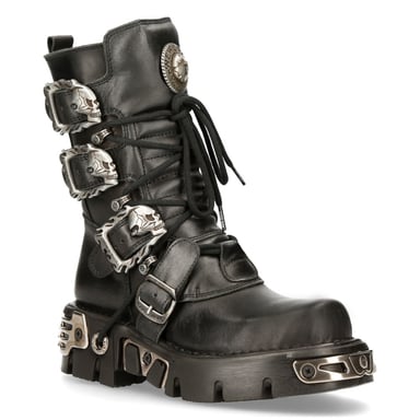 Botas góticas de cuero de media pantorrilla negras New Rock 391-S1