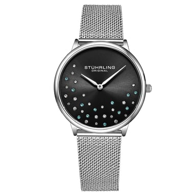 Silver and Black Symphony Quartz 38mm