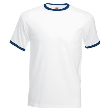 Fruit Of The Loom Mens Ringer Short Sleeve T-Shirt (White/Navy)