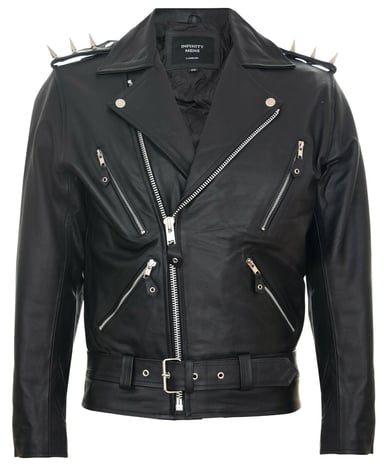 Chaqueta de motociclista de cuero con pinchos "Ghostrider" de Brando, color negro