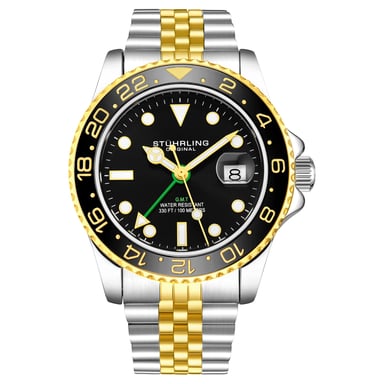 Black and Yellow Meridian GMT Quartz 42mm