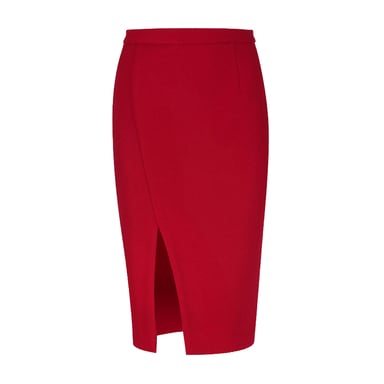 Falda Lápiz de Piel Sintética en Rojo Oscuro