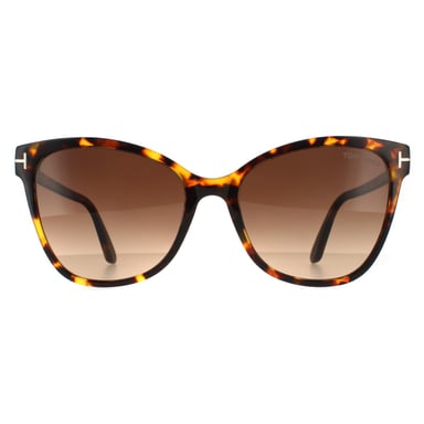 Gafas de sol de mujer Tom Ford Cat Eye en marrón habana oscuro con efecto degradado.