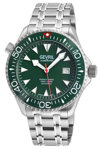 Gevril Reloj Hudson Yards de acero inoxidable con esfera verde para hombre