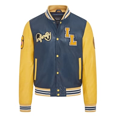 Chaqueta bomber de cuero con diseño de béisbol para hombre - Ashwood