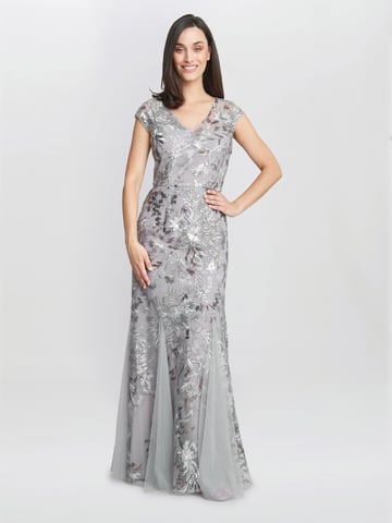 Caitlin Sleeveless Maxi Fit And Flare Sequin Gown