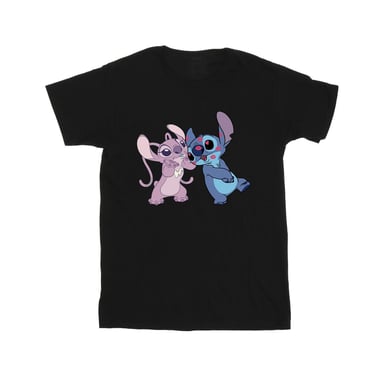 Disney Girls Lilo & Stitch Kisses Cotton T-Shirt (Black)