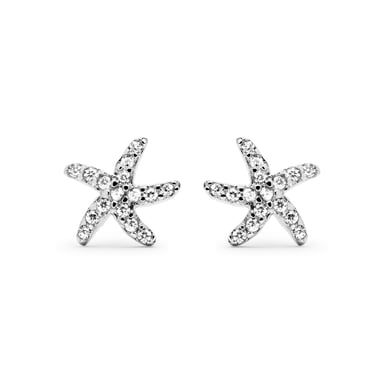 Pendientes Luxenter, con cierre de rosca lamya de plata de ley 925 y circonita brillante con acabado en baño de rodio