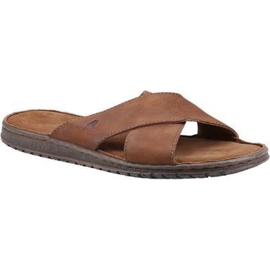 Hush Puppies Mens Nile Crossover Leather Sandals (Brown)