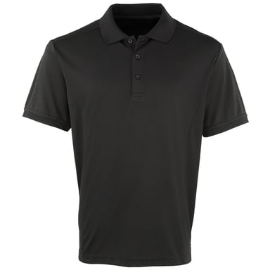Premier Mens Coolchecker Pique Short Sleeve Polo T-Shirt (Black)