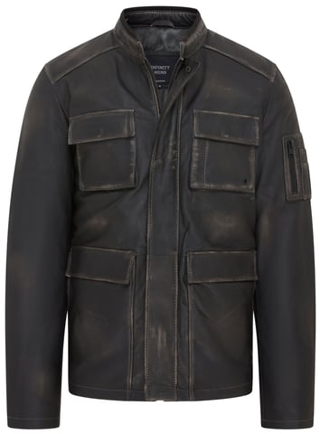 Chaqueta Safari de cuero negro vintage para hombre - Fagernes